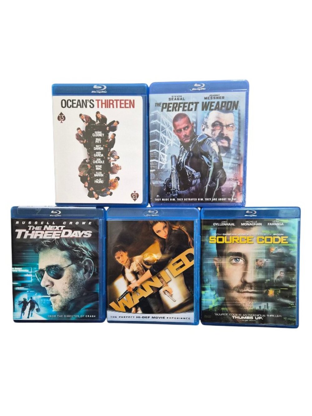 Lot of 5 Action Thriller Movies Blu-ray Perfect Weapon, Wanted, Source Code EUC